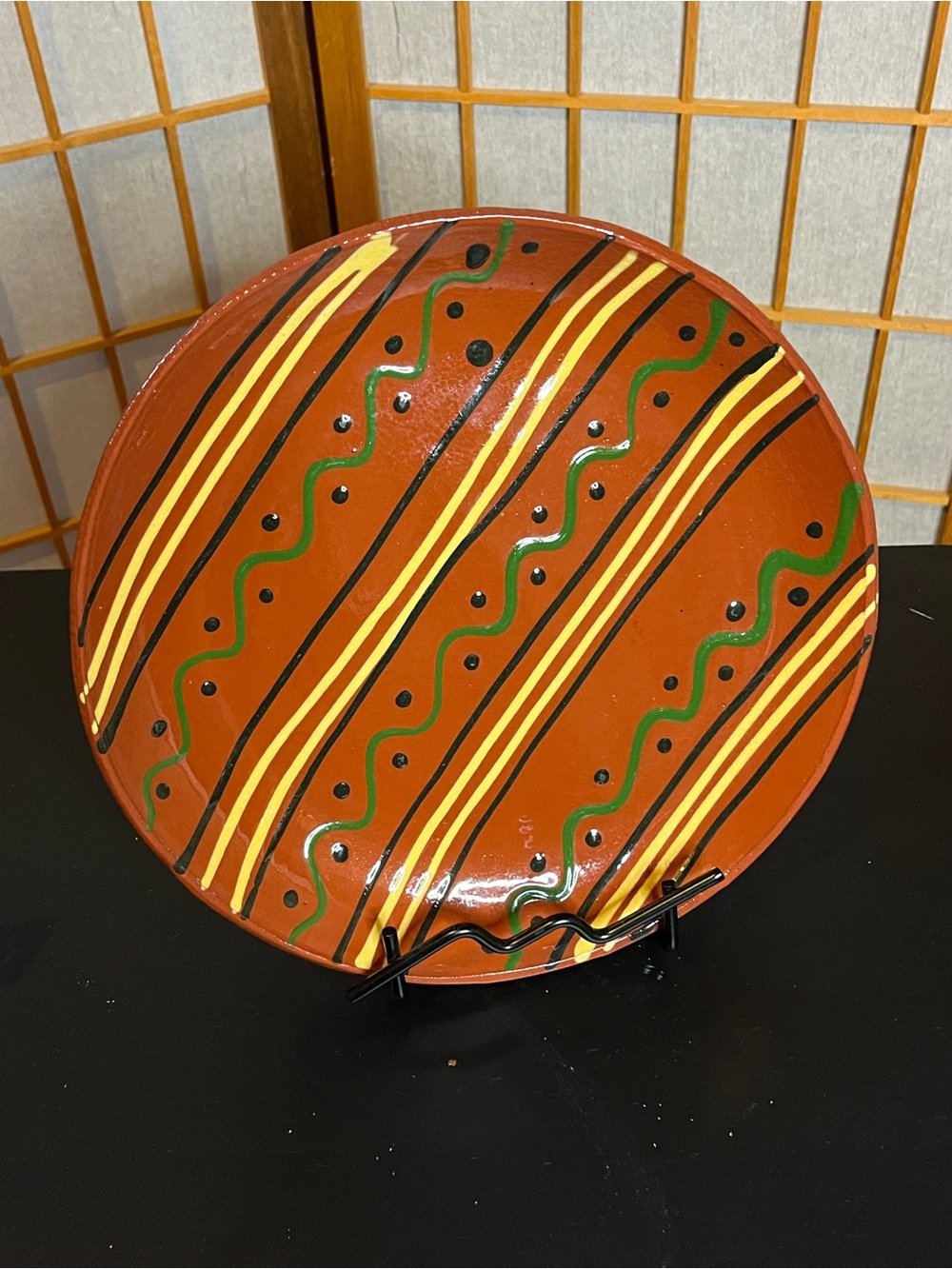 Handmade redware plate Jeff White signed 10"
